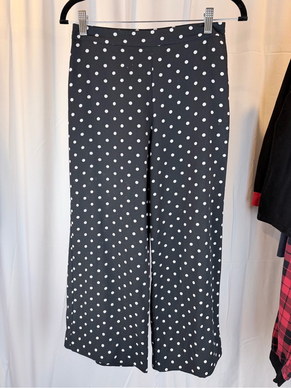 Forever 21 Black Wide-Leg Pants with White Polka Dots